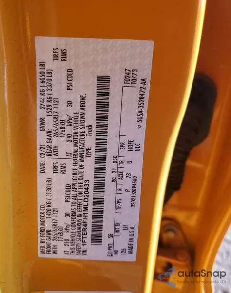 2021 Ford Ranger Xl from USA, damaged, VIN 1FTER4FH1MLD20433